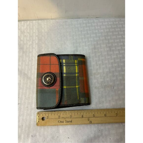 Dooney & Bourke Madras plaid wallet ladybug 5"x5" snap - Picture 2 of 6
